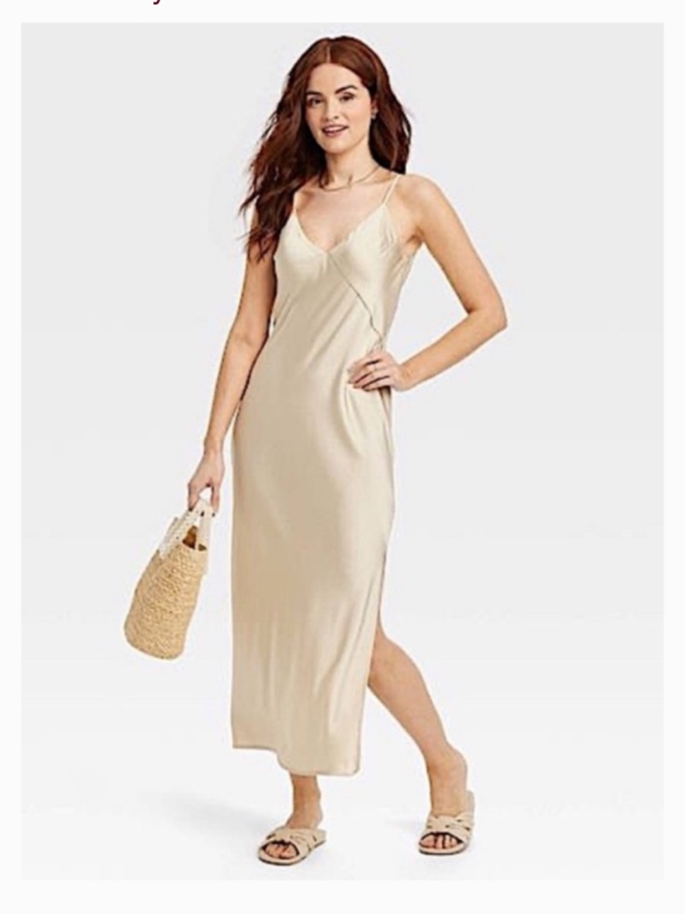 Satin like midi dress - Small